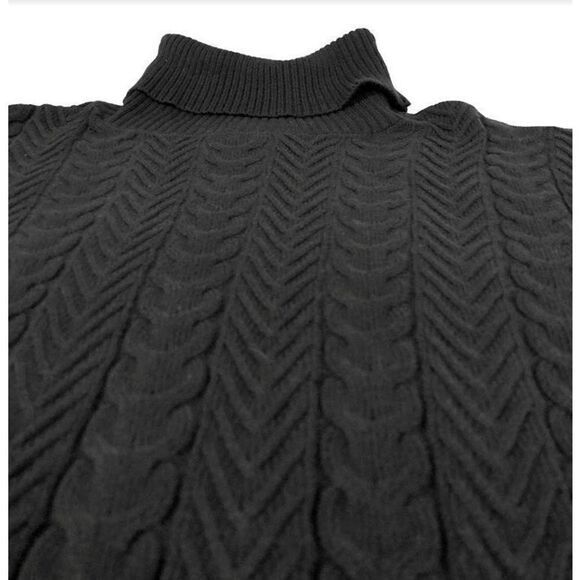 Lands' End Sz M Women's Navy Blue Chunky Knit Long Sleeve Turtleneck Sweater - Picture 2 of 9